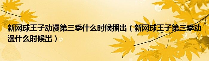 新网球王子动漫第三季什么时候播出【新网球王子第三季动漫什么时候出】