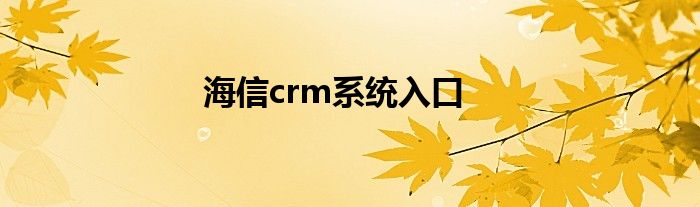 海信crm系统入口