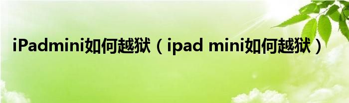 iPadmini如何越狱【ipad mini如何越狱】