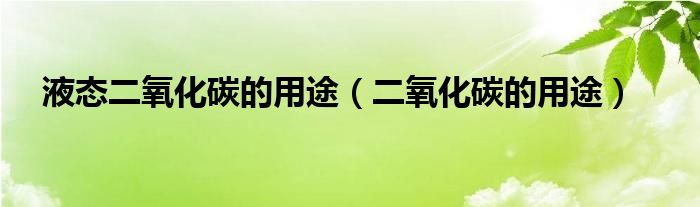 液态二氧化碳的用途【二氧化碳的用途】