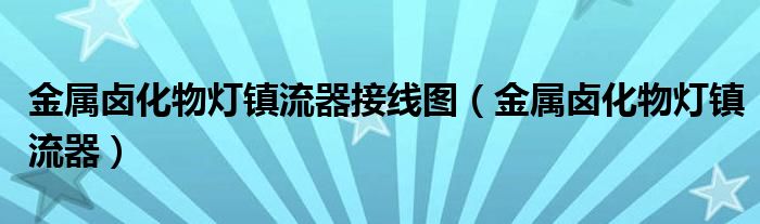 金属卤化物灯镇流器接线图【金属卤化物灯镇流器】