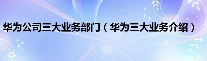 华为公司三大业务部门【华为三大业务介绍】