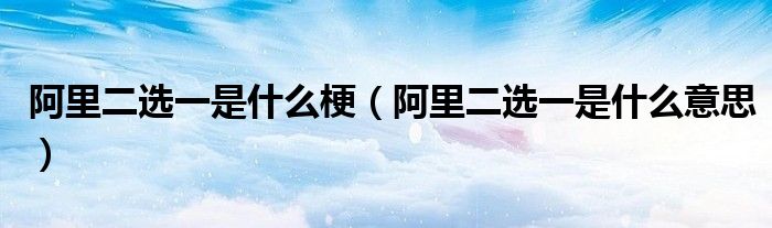 阿里二选一是什么梗【阿里二选一是什么意思】