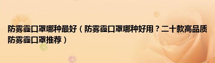 防雾霾口罩哪种最好【防雾霾口罩哪种好用？二十款高品质防雾霾口罩推荐】