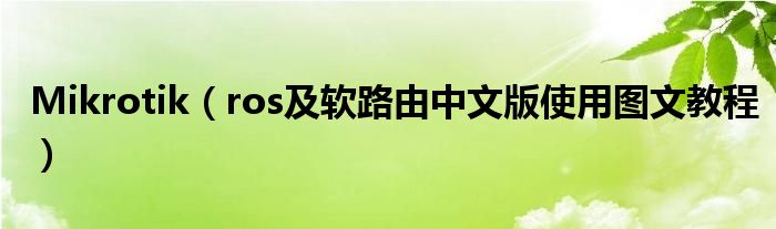 Mikrotik【ros及软路由中文版使用图文教程】