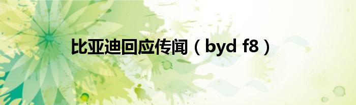 比亚迪回应传闻【byd f8】