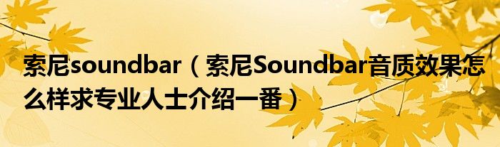 索尼soundbar【索尼Soundbar音质效果怎么样求专业人士介绍一番】