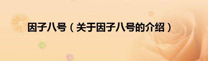 因子八号【关于因子八号的介绍】