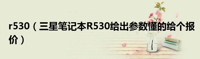 r530【三星笔记本R530给出参数懂的给个报价】