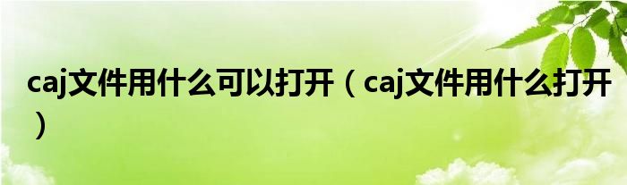 caj文件用什么可以打开【caj文件用什么打开】