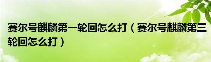 赛尔号麒麟第一轮回怎么打【赛尔号麒麟第三轮回怎么打】