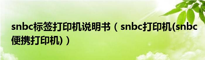 snbc标签打印机说明书【snbc打印机(snbc便携打印机)】