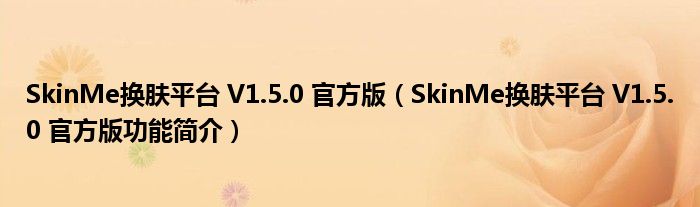 SkinMe换肤平台 V1.5.0 官方版【SkinMe换肤平台 V1.5.0 官方版功能简介】