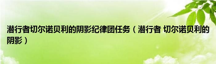 潜行者切尔诺贝利的阴影纪律团任务【潜行者 切尔诺贝利的阴影】