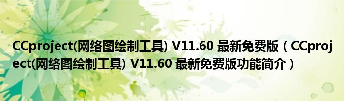 CCproject(网络图绘制工具) V11.60 最新免费版【CCproject(网络图绘制工具) V11.60 最新免费版功能简介】