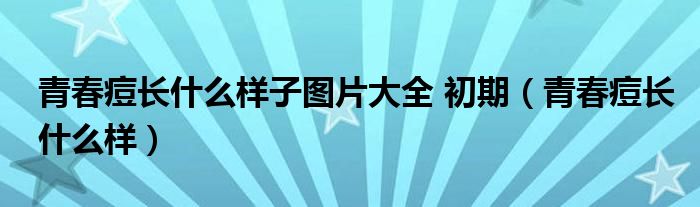 青春痘长什么样子图片大全 初期【青春痘长什么样】