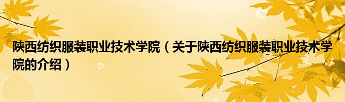 陕西纺织服装职业技术学院【关于陕西纺织服装职业技术学院的介绍】