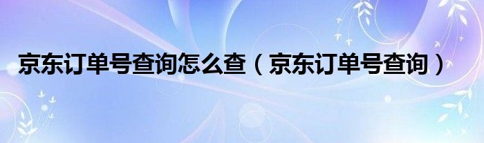 京东订单号查询怎么查【京东订单号查询】