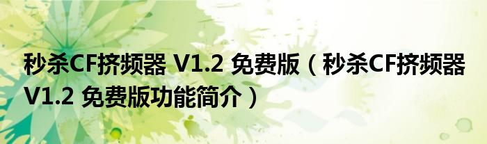 秒杀CF挤频器 V1.2 免费版【秒杀CF挤频器 V1.2 免费版功能简介】