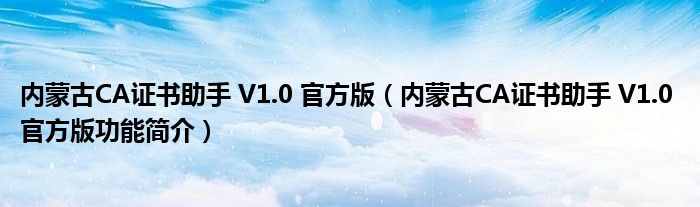 内蒙古CA证书助手 V1.0 官方版【内蒙古CA证书助手 V1.0 官方版功能简介】