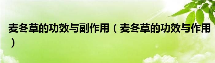 麦冬草的功效与副作用【麦冬草的功效与作用】