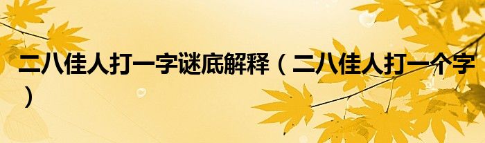 二八佳人打一字谜底解释【二八佳人打一个字】