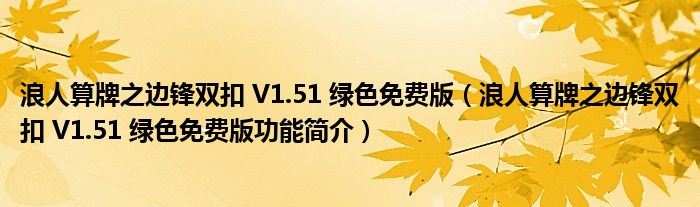 浪人算牌之边锋双扣 V1.51 绿色免费版【浪人算牌之边锋双扣 V1.51 绿色免费版功能简介】