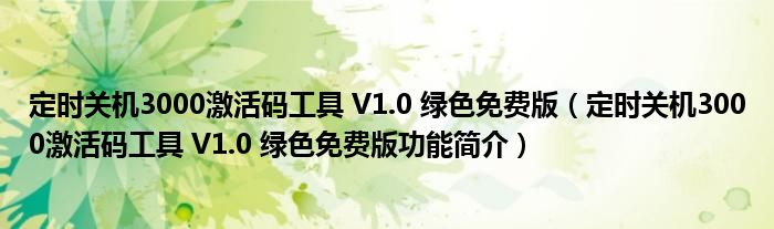 定时关机3000激活码工具 V1.0 绿色免费版【定时关机3000激活码工具 V1.0 绿色免费版功能简介】