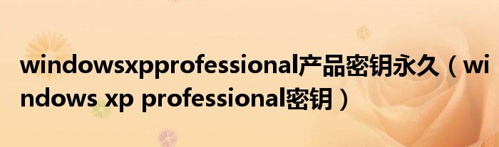 windowsxpprofessional产品密钥永久【windows xp professional密钥】