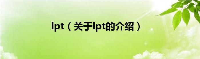 lpt【关于lpt的介绍】