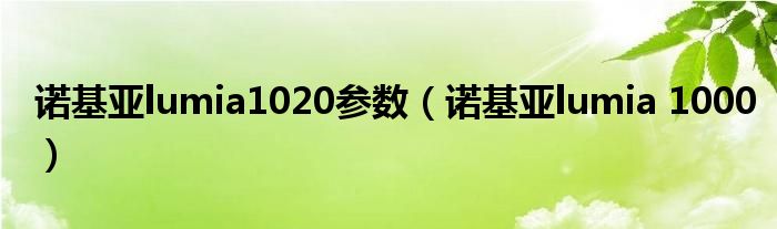 诺基亚lumia1020参数【诺基亚lumia 1000】