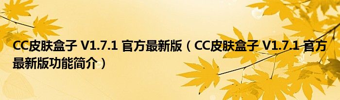 CC皮肤盒子 V1.7.1 官方最新版【CC皮肤盒子 V1.7.1 官方最新版功能简介】