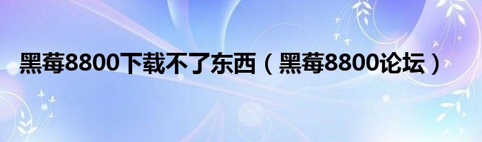 黑莓8800下载不了东西【黑莓8800论坛】