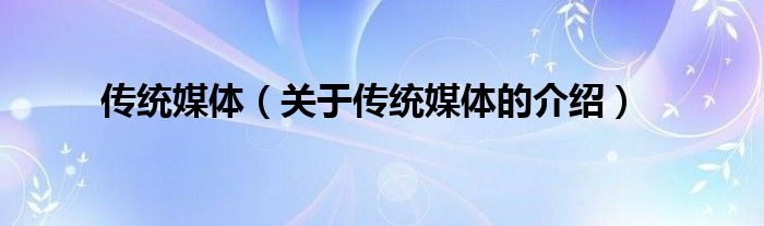 传统媒体【关于传统媒体的介绍】