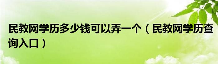 民教网学历多少钱可以弄一个【民教网学历查询入口】