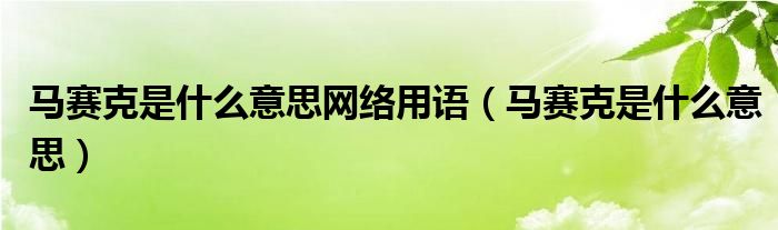 马赛克是什么意思网络用语【马赛克是什么意思】