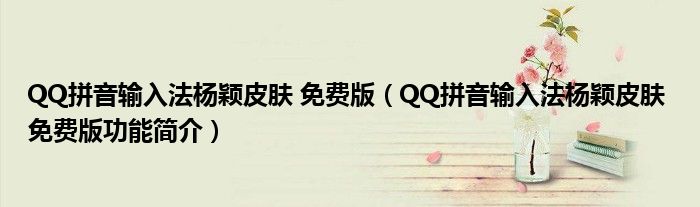 QQ拼音输入法杨颖皮肤 免费版【QQ拼音输入法杨颖皮肤 免费版功能简介】