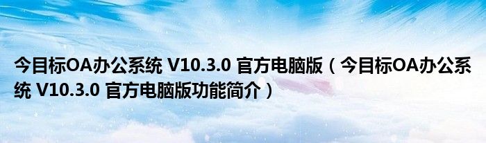 今目标OA办公系统 V10.3.0 官方电脑版【今目标OA办公系统 V10.3.0 官方电脑版功能简介】