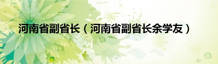 河南省副省长【河南省副省长余学友】