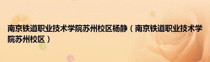 南京铁道职业技术学院苏州校区杨静【南京铁道职业技术学院苏州校区】