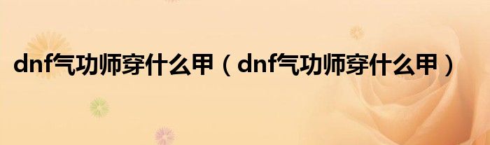 dnf气功师穿什么甲【dnf气功师穿什么甲】