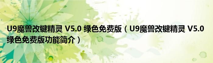 U9魔兽改键精灵 V5.0 绿色免费版【U9魔兽改键精灵 V5.0 绿色免费版功能简介】