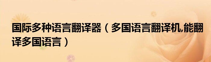 国际多种语言翻译器【多国语言翻译机,能翻译多国语言】