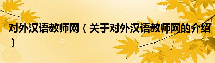 对外汉语教师网【关于对外汉语教师网的介绍】