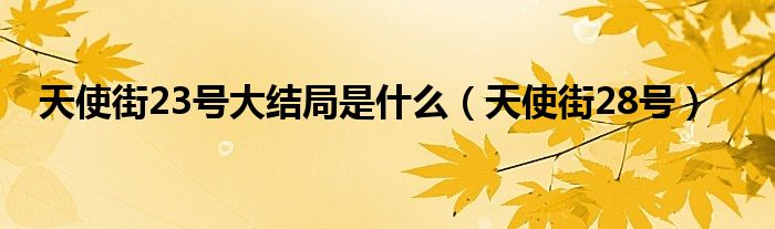 天使街23号大结局是什么【天使街28号】