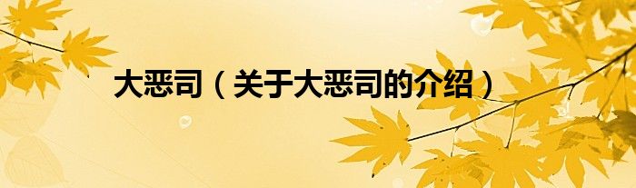 大恶司【关于大恶司的介绍】