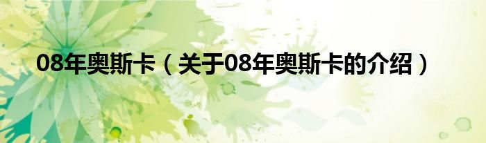 08年奥斯卡【关于08年奥斯卡的介绍】