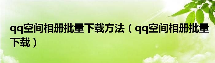 qq空间相册批量下载方法【qq空间相册批量下载】