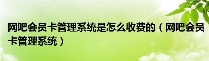 网吧会员卡管理系统是怎么收费的【网吧会员卡管理系统】