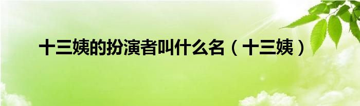 十三姨的扮演者叫什么名【十三姨】